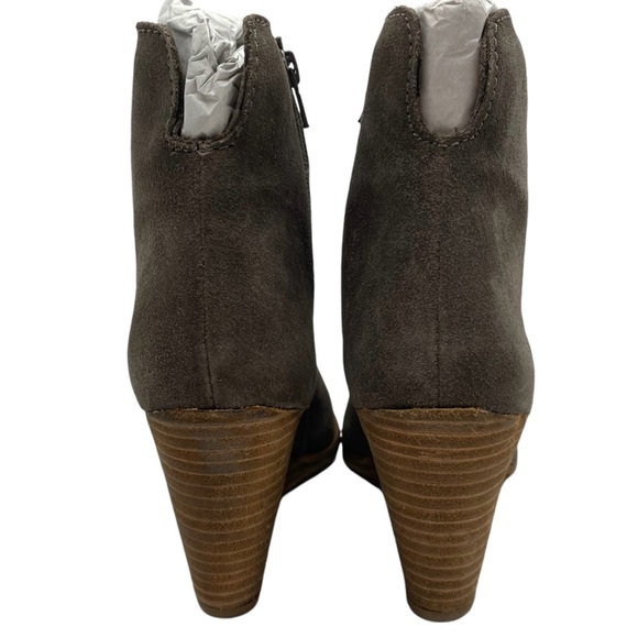 Diba Womens Shoes Bailey Boots Sz 8.5 Taupe Gray Suede Leather Ankle Wedge New - Picture 6 of 12